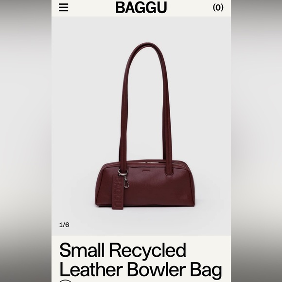 BAGGU Handbags - BAGGU Small Recycled Leather Shoulder Bag in Mahogany
